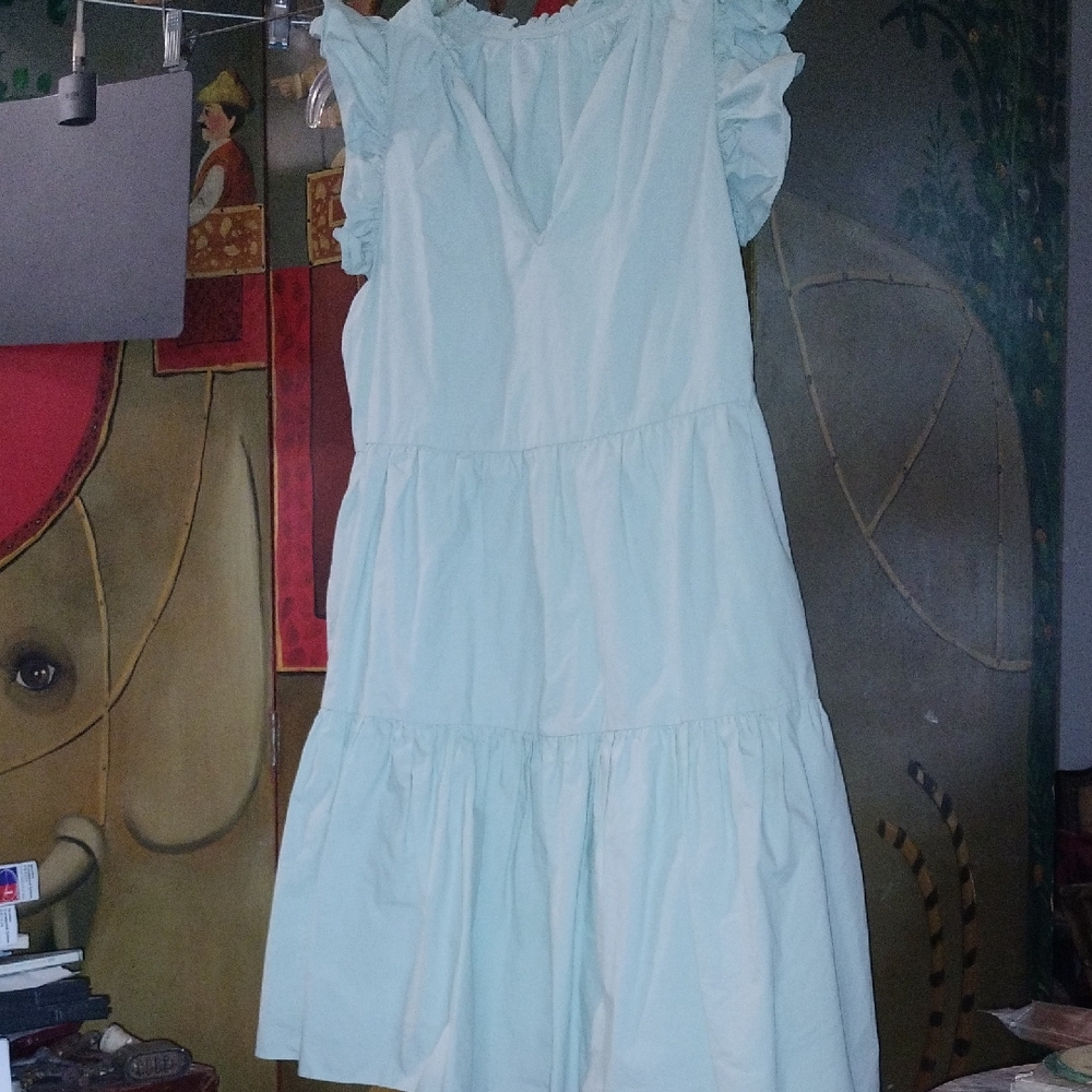 Fun Light Green Ruffle BOHO Dress